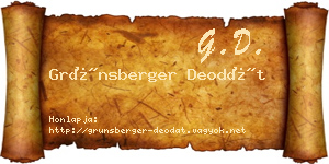 Grünsberger Deodát névjegykártya